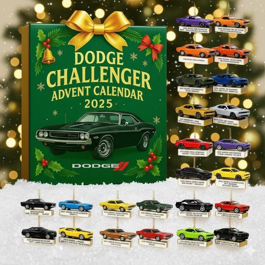 Discover Muscle Car 2D Flat Advent Calendar 2025, Automotive Christmas Countdown Gift for Car Lovers, Vintage Christmas Ornament Countdown