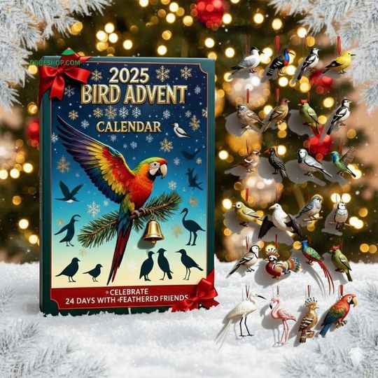 Discover Bird Advent Calendar 2025, 24 Day Bird Figurines, Vintage Christmas Ornament Countdown, Christmas Countdown Gift for Bird Lovers