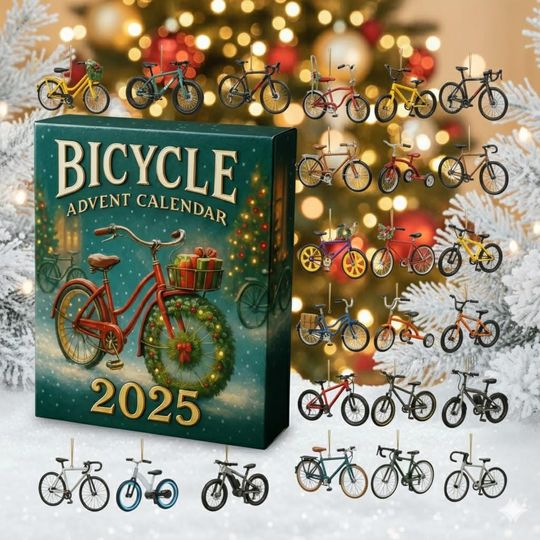 Discover Bicycle Advent Calendar 2025, Vintage Holiday Gift for Cyclists and Outdoor Lovers, Vintage Christmas Ornament Countdown, Christmas Countdown