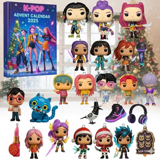 Discover Christmas Advent Calendar 2025, K-Pop Devil Hunter Christmas Countdown Calendars, 24 Days of Xmas Surprises, with 24 Collectible for Kids Gift