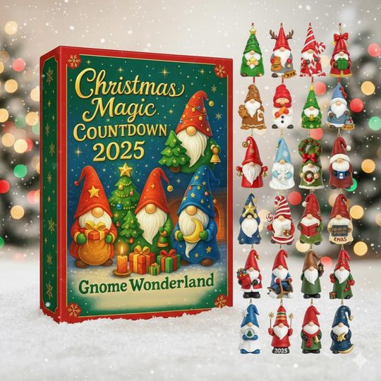 Discover Christmas Magic Countdown 2025 Gnome Wonderland Advent Calendar, 24 Festive Acrylic Ornaments, Whimsical Holiday Dcor Gift for Family
