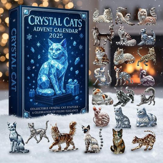 Discover Advent Calendar Christmas Ornament 2025 Crystal Cat Acrylic Decor Set Elegant Feline Figurine Collection Gift for Cat Lovers