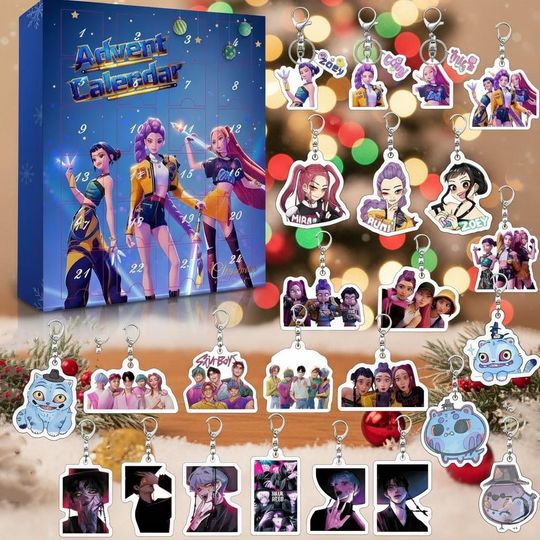Discover Kpop Demon Hunters Advent Calendar | K-pop & Anime Keychain Collection |  Virtual Idol Charms | Christmas Countdown Gift
