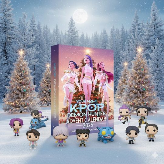 Discover Custom Name Advent Calendar 2025, K-Pop Demon Hunter Christmas Countdown Calendars, 24 Days of Xmas Surprises, 24 Collectible for Kids Gift