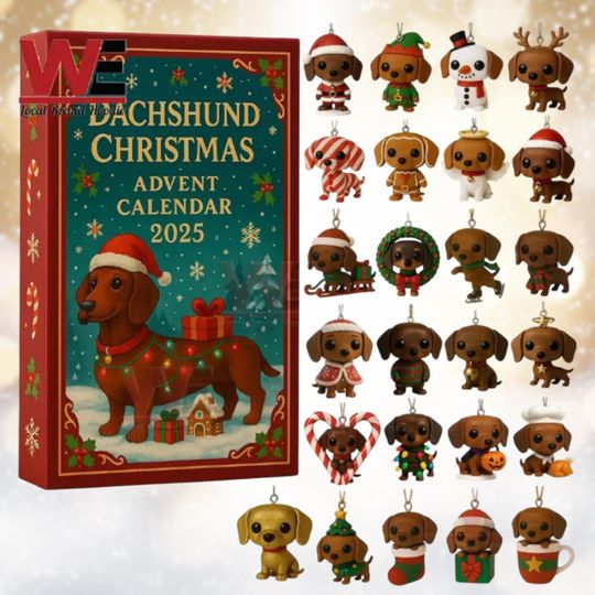 Discover Dachshund Advent Calendar 2025, 24 Cute Dog Ornaments for Christmas Countdown, Vintage Christmas Ornament Countdown, Christmas Countdown