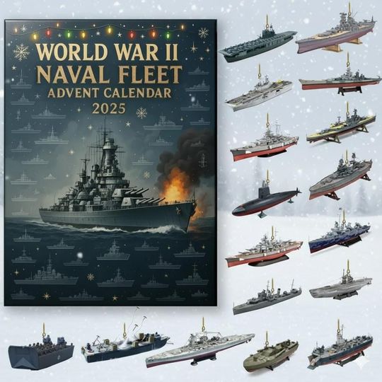 Discover WWII Naval Fleet Advent Calendar 2025 24 Days Of Iconic Warships, WW2 Naval Fleet Advent Calendar, Christmas Ornament Countdown