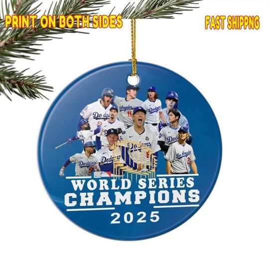 Discover Los Angeles Dodgers World Series Champions 2025 Baseball Ornaments for Christmas Tree MLB Back to Back
