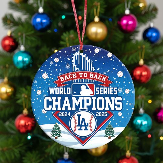 Discover Los Angeles Dodgers World Series Champions 2025 Baseball Ornaments for Christmas Tree MLB Back to Back, LA Dodgers Baseball World Series LAC