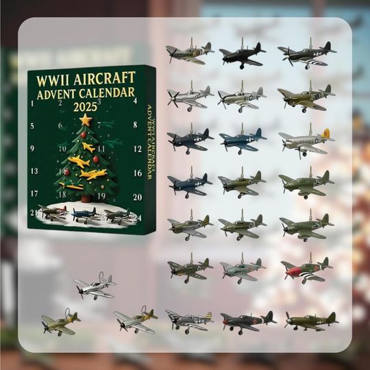 Discover WW2 Aircraft Advent Calendar 2025, Airplane Blind Box, Flat Acrylic or 3D Mini Plane Set, Aviation Christmas Gift for Collectors