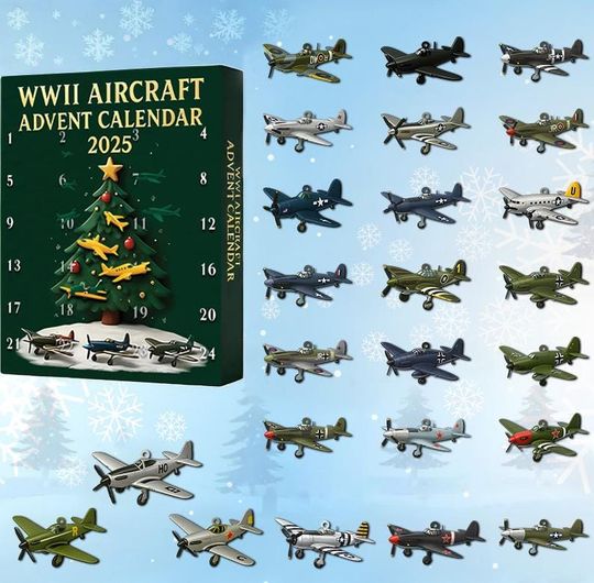 Discover Aircraft Advent Calendar Christmas 202, 24 Mini Acrylic Items, Fighter Countdown Surprise Gift for Aviation Lovers & Military History Fans