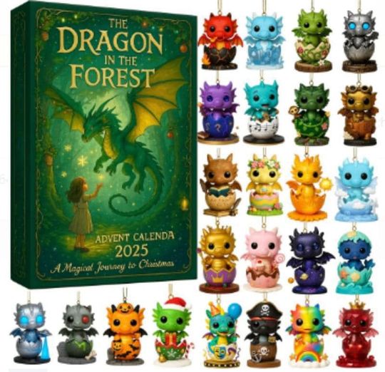 Discover Forest Dragon Advent Calendar 2025, Acrylic Christmas Ornaments Blind Box