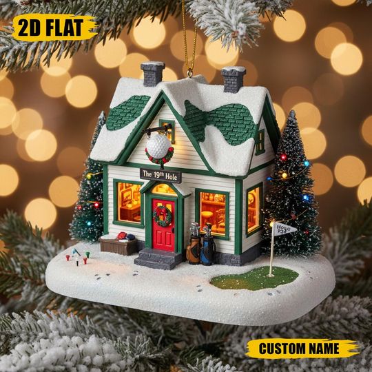 Discover Personalized Golf Club House 2D Flat Christmas Ornament, Golf Tree Hanging Ornament, Golf Player Gift, Golfing Accessory, Golf Lover Gift