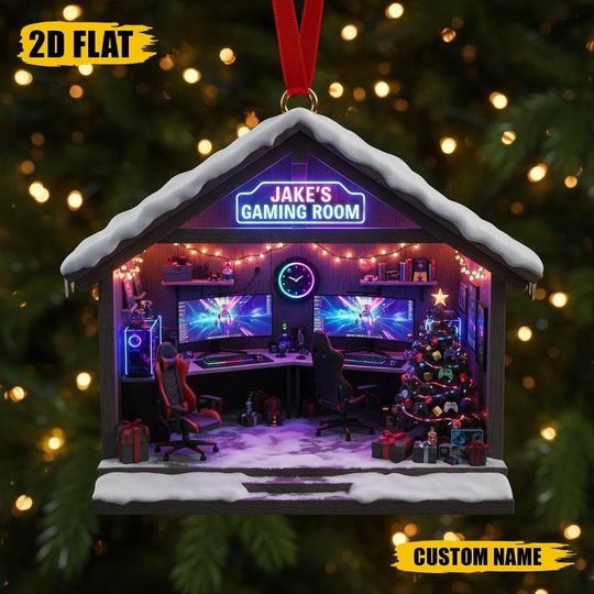 Personalized Dreamy Gaming Room Ornament, Gaming Room Ornament, Christmas Gamer Gift, Gift for Gamers, Gift for Boyfriend