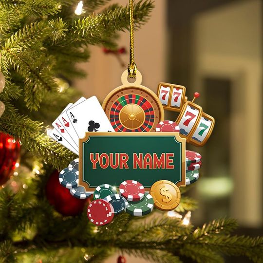 Discover Personalized Casino Christmas Ornament, Poker Ornament, Poker Table Ornament Gift, Card Player Holiday Decoration, Poker Player Ornament