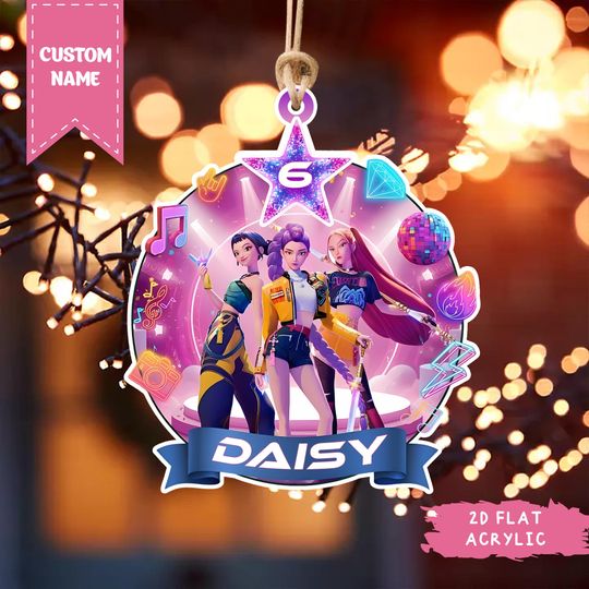 Discover Personalized Demon Hunters Birthday Ornament, Kpop Ornament, Huntrix Christmas Ornament, Saja Boys Ornament, Birthday Decor