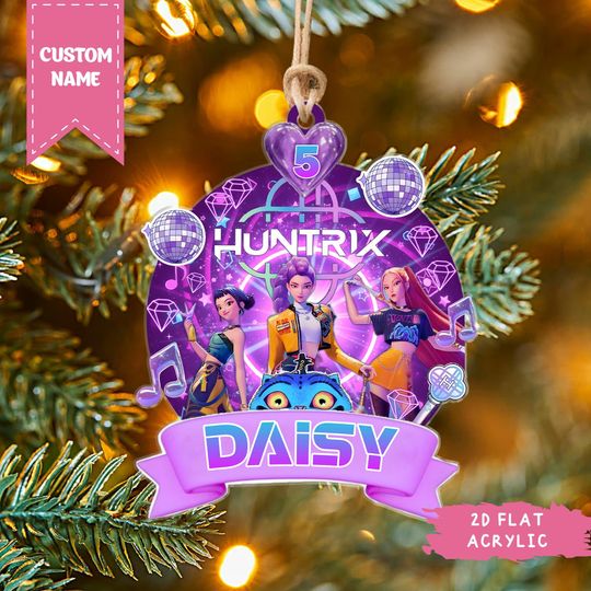 Personalized Demon Hunters Birthday Ornament, Huntrix Christmas Ornament, Saja Boys Ornament, Birthday Decor, Kpop Ornament