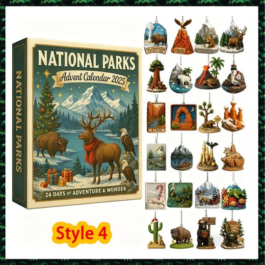 Discover 2025 Emotional Support Advent Calendar:Acrylic Ornament Countdown,Capybara/National Parks/3D Highland Cow Advent Calendar,Acrylic Xmas Gift