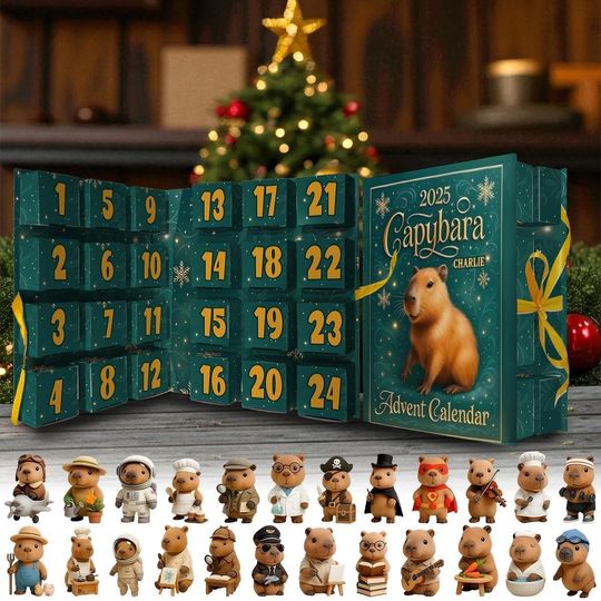 Discover Personalized Cute Capybara 2025 Christmas Advent Calendar, Gift For Animal Lovers, Acrylic Blind Box Countdown Calendar With Ornaments