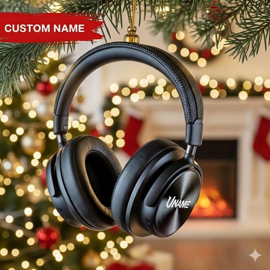 Discover Personalized Headphone Christmas Flat 2D Acrylic Ornament, Gift for Music Lovers, Personalized Audio Keepsake, Tree Hanging Decor