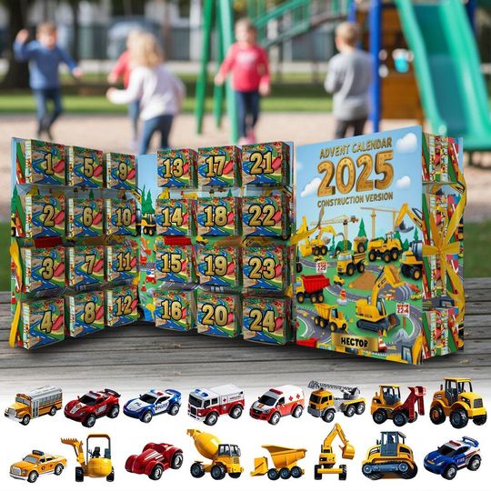 Discover Personalized Construction Version Folded Advent Calendar, Gift For Boy Kid, Christmas Gift, Toy Car, Acrylic Blind Box Countdown Calendar