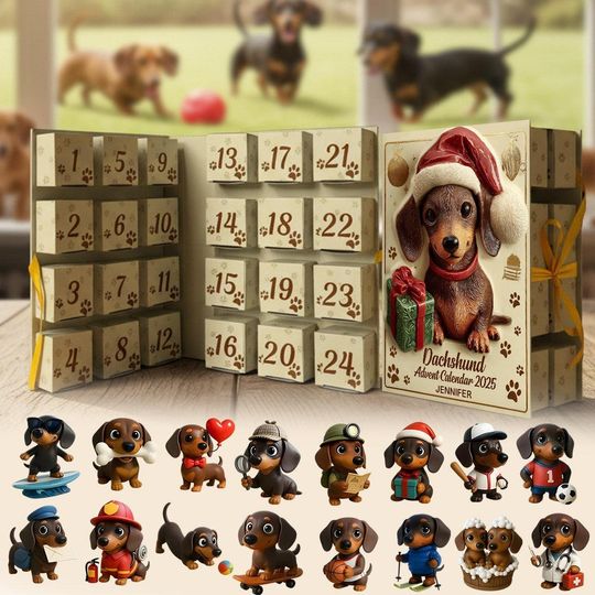 Discover Personalized Love Dachshund Advent Calendar, Gift For Dachshund Lovers, Acrylic Blind Box Countdown Calendar, Christmas Gift Ideas