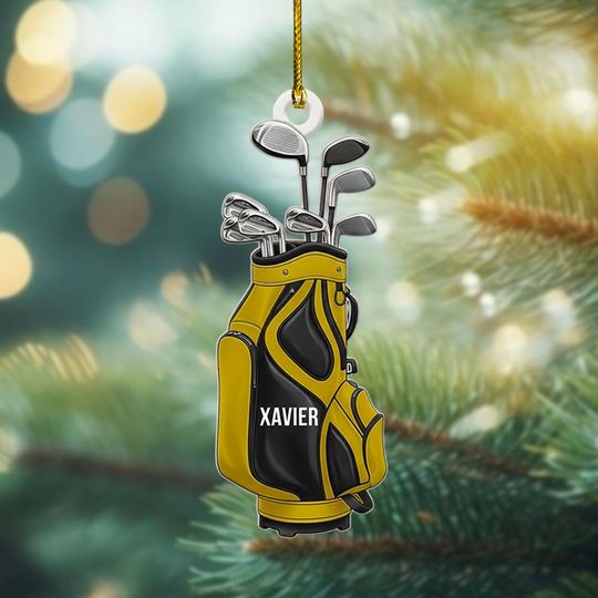 Discover Funny Golf Bag Ornament, Custom Name Golf Christmas Gift, Holiday Decor Keepsake, Xmas Decor for Men Golfer
