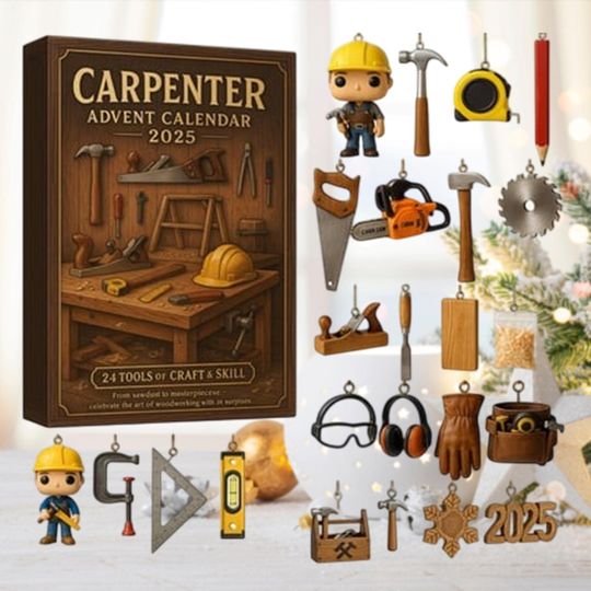 Discover 2025 Carpenter Advent Calendar, Woodworking Tools Ornaments, Handyman Gift, DIY Christmas Countdown, Builder Decor, Craftsmanship Gift