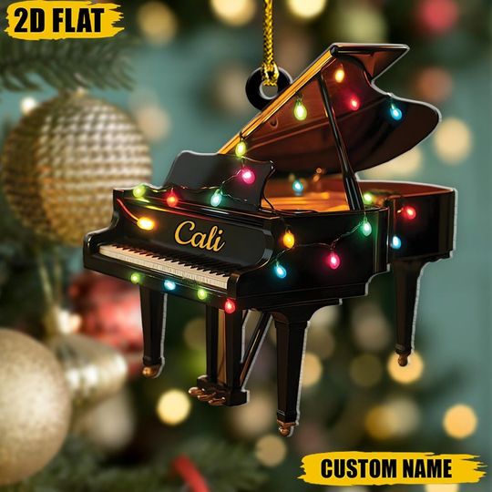 Personalized Piano Christmas Ornament, Music Lover Gift, Musician Tree Decor, Holiday Keepsake, Xmas Ornament
