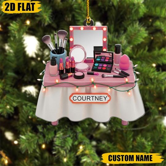 Discover Personalized Makeup Table Ornament, Beauty Gift, MUA Christmas Ornament, Make Up Lover Keepsake