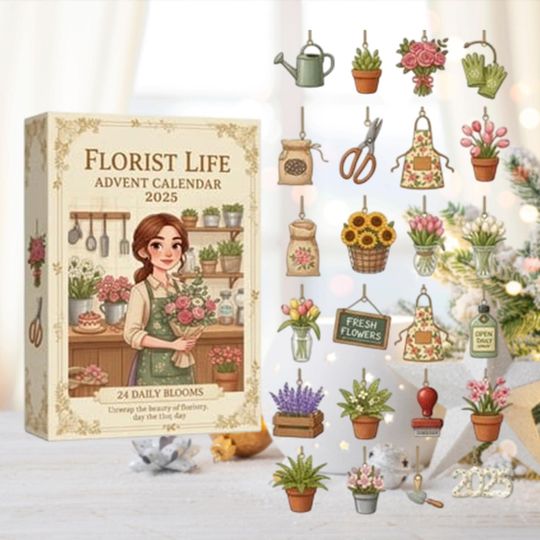 Discover 2025 Florist Advent Calendar, Flower & Garden Ornaments, Plant Lover Gift, Gardening Tools Decor, Botanical Christmas Countdown