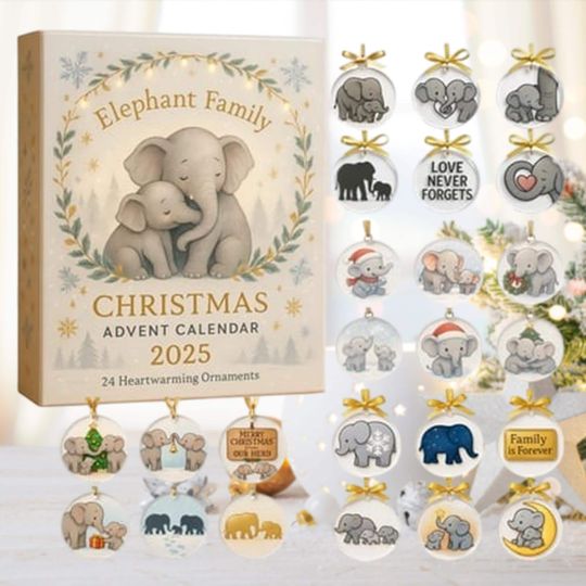 Discover Elephant Family Advent Calendar 2025, Cute Christmas Ornaments, Animal Lover Gifts, Family Keepsakes