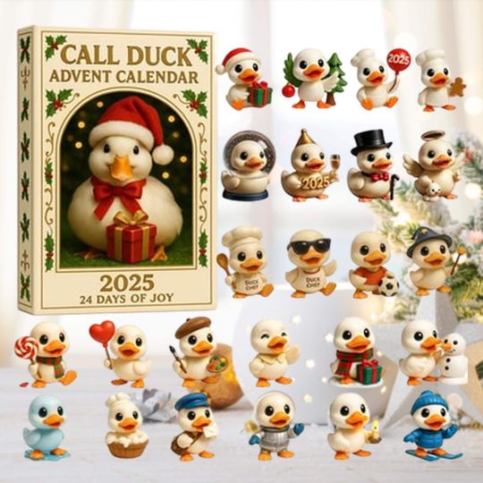 Discover Call Duck Advent Calendar 2025, Cute Christmas Figurines, Miniature Duck Gifts, Holiday Decorations