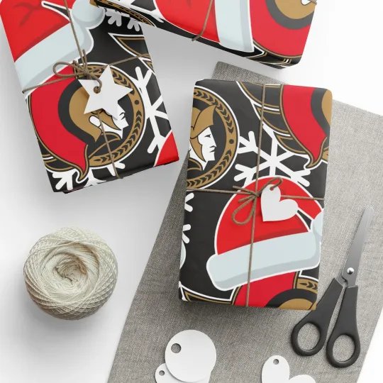 Discover Ottawa Senators Hockey Christmas Wrapping Paper Holiday Gift, Holiday Gift