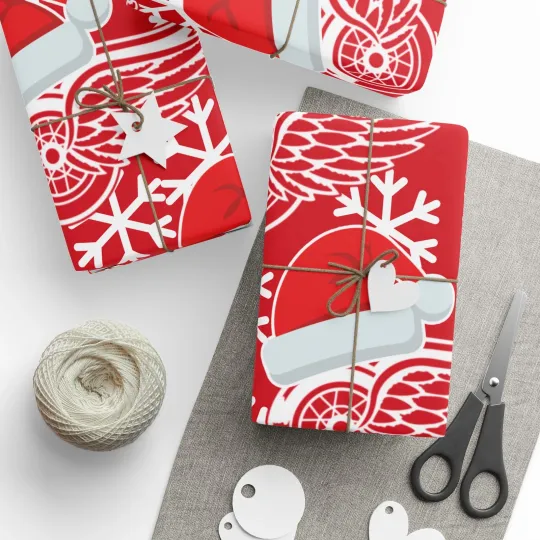 Discover Detroit Red Wings Hockey Christmas Wrapping Paper Holiday Gift Holiday Gift