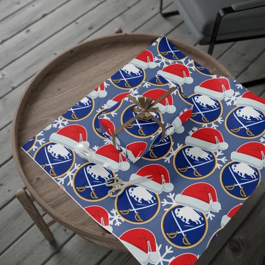 Discover Buffalo Sabers Hockey Christmas Wrapping Paper, Holiday Gift, Holiday Gift