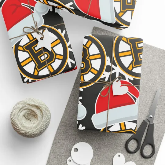 Discover Boston Bruins Hockey Christmas Wrapping Paper, Holiday Gift, Holiday Gift