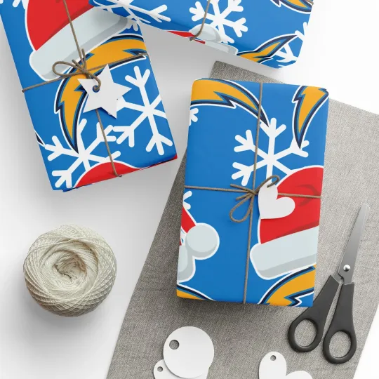 Discover football Los Angeles Chargers Wrapping Paper Christmas Gift Wrap Football Team