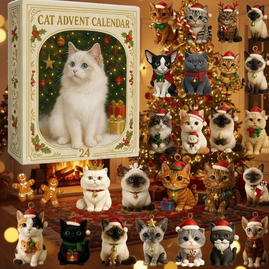 Discover Acrylic Advent Calendar Blind Box with Cat Figurines, 24-Day Christmas Countdown, Holiday Gift for Cat Lovers, Kids & Adults