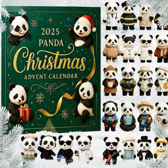 Panda Christmas Advent Calendar 2025, 24 Days of Panda Figurines, Holiday Countdown Gift for Kids & Collectors