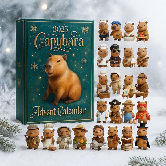Discover Capybara Advent Calendar 2025 with 24 Cute Animal Mini Figures, Christmas Countdown Gift Box for Kids, Adults, Animal Lovers & Collectors