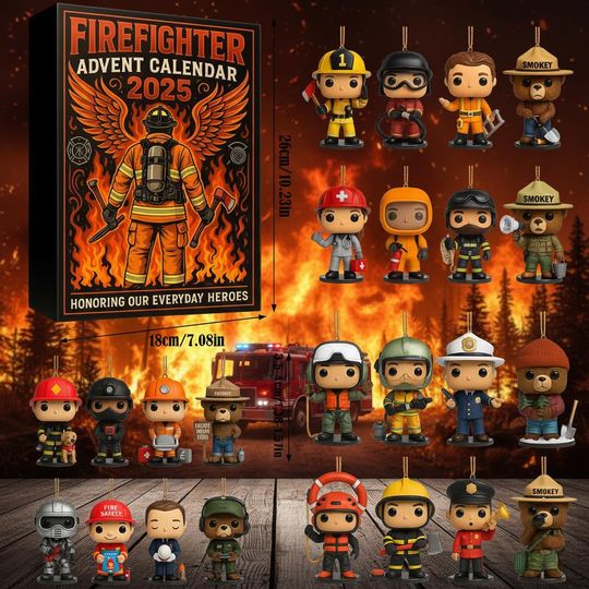 Discover Firefighter Advent Calendar 2025, 24 Heroic Mini Figures for Christmas Countdown, Tribute Gift Box for Kids, Collectors & Everyday Heroes