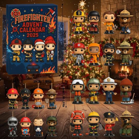 Discover 2025 Firefighter-Themed Advent Calendar, 24 Day Christmas Countdown with Mini Hero Figures, Gift Box for Boys, Girls & Fire Truck Fans
