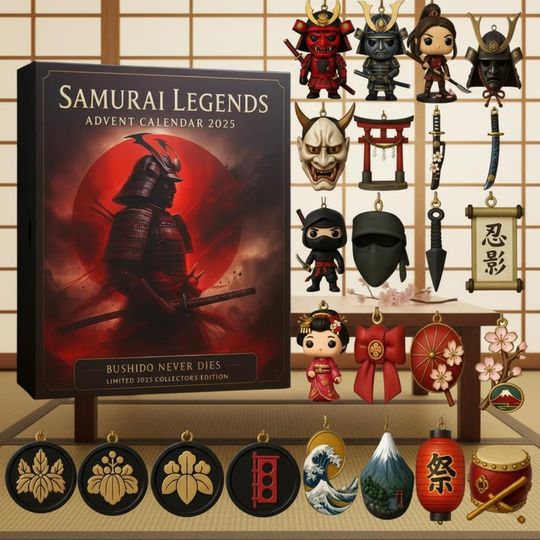 Discover Samurai Advent Calendar 2025, 24 Days of Japanese Warrior & Culture Decor, Christmas Countdown Gift for Collectors