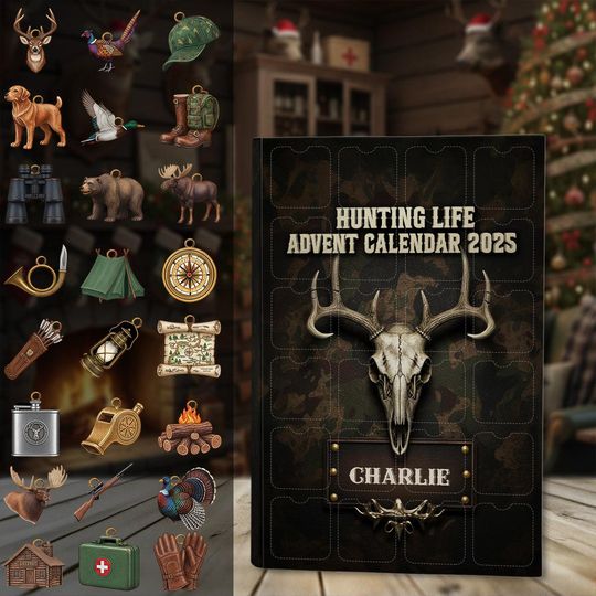 Discover Personalized Hunting Life Advent Calendar, Hunting Lover Gift, Acrylic Blind Box Countdown Calendar, With Ornaments, Christmas Gift Ideas