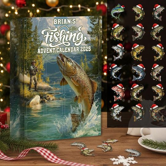 Discover Personalized Fishing Advent Calendar 2025, Christmas Gifts For Fishing Lover, Acrylic Blind Box Countdown Calendar, Christmas Gift Ideas
