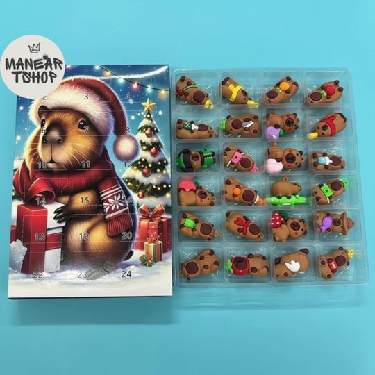 Discover Capybara Airplane Advent Calendar 2025, Surprise Capybara Box, Christmas Blind Box, Xmas gift, 24 Christmas Figurines