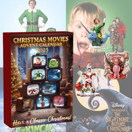 Cinematic Christmas Advent Calendar 2025, Classic Movie Acrylic Blind Box, Have a Classic Christmas! 2025 Movie Countdown Box