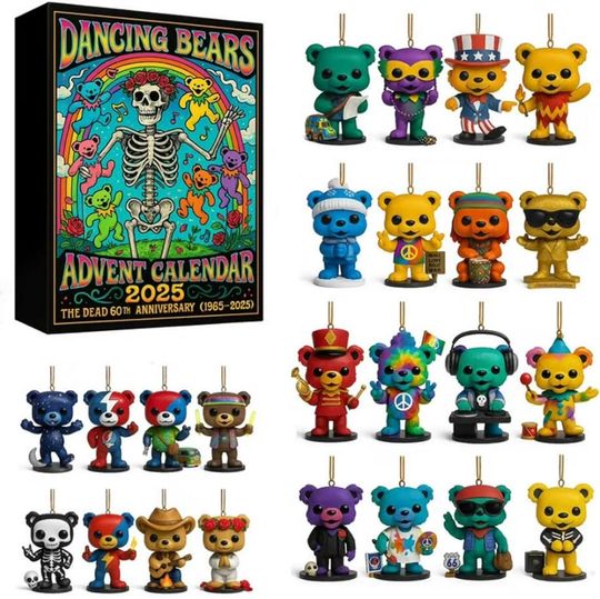 Discover 2D Acrylic Dancing Bears Advent Calendar 2025,Cute Bear Advent Calendar,24 Day Bears Ornaments Christmas Countdown Acrylic Pendant Decor