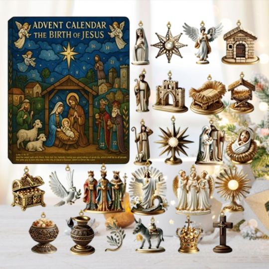 Discover Birth of Jesus Advent Calendar, Nativity Scene Ornaments Set, Christian Christmas Decor, 24 Days Gift