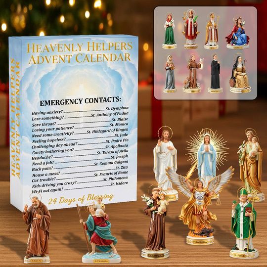 Discover Custom 24 Day Of Blessing Catholic Saints Advent Calendar, Christmas Gifts For Christians, Acrylic Blind Box Countdown Calendar, Family Gift